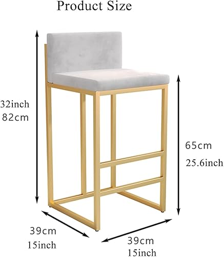 Miniatura 3 de Taburetes de bar tapizados modernos de altura para mostrador de cocina, sillas de isla de terciopelo de 25.6 pulgadas, taburete de bar moderno con