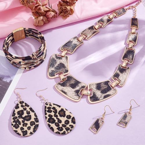 Collier Imprimé Léopard et Bracelets Cuir pour vos Soirées Bohèmes - 2