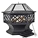 Produktbild Merax Feuerstelle mit Grillrost, Feuerschale mit Funkenschutz Fire Pit für BBQ, Heizung, Garten Terrasse Metall Feuerkorb 3 in 1 Feuerstelle im Freien (Hexagonal Feuerstelle)