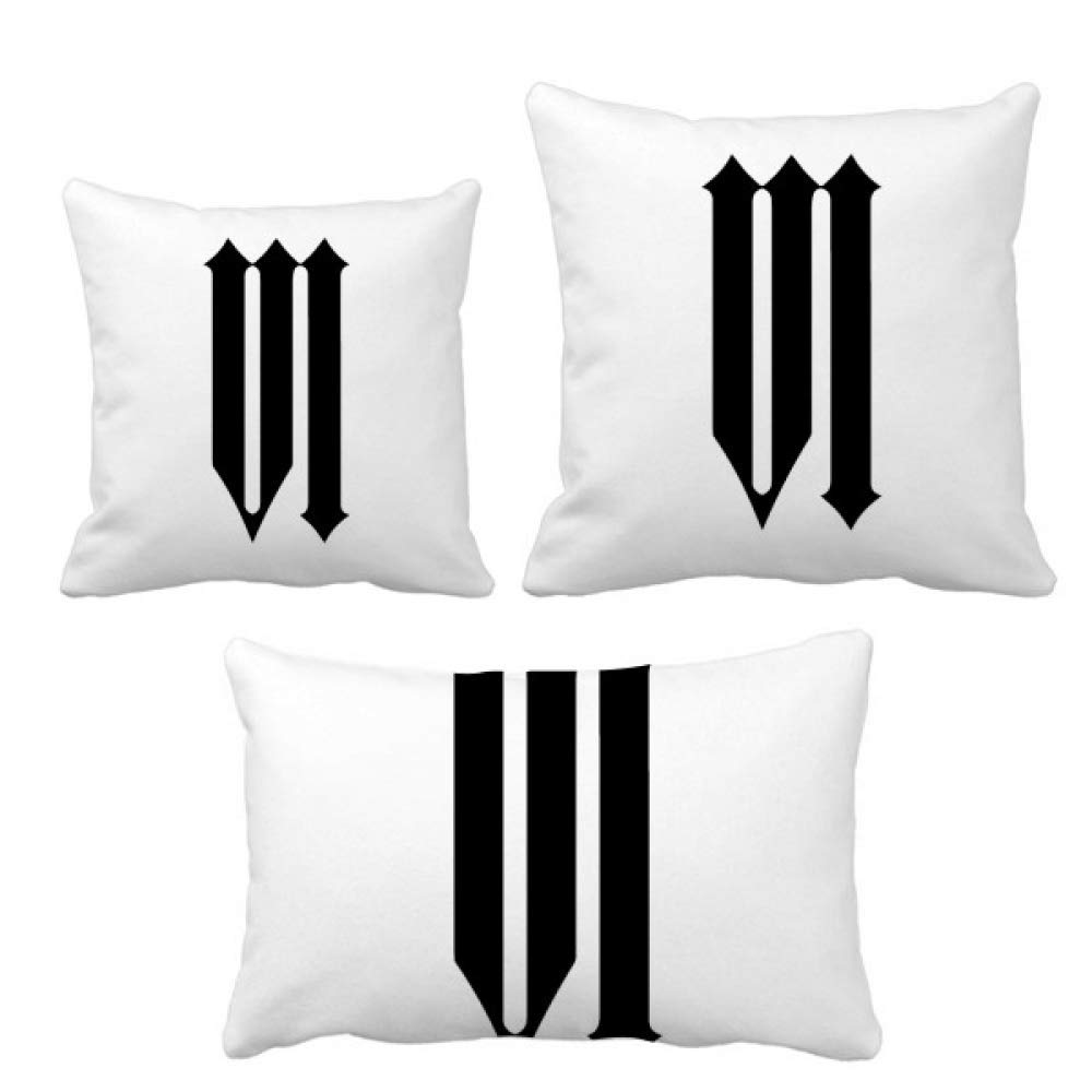 Coussin chiffres romains noir lot de 6 pour salon moderne