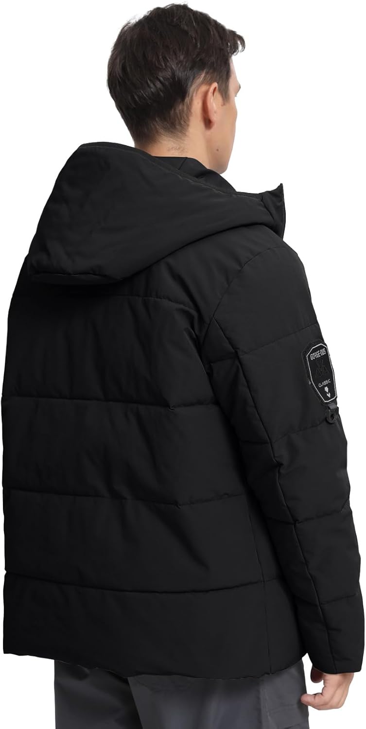 Men's Insulated Puffer Jacket Hooded Waterproof Winter Coats Lightweight Warm Windproof Snow Coat with Zip Pockets - Image 6