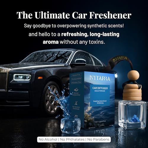 Image of Nytarra Car Perfumes Luxury Combo- Pink Bloom & Aqua Mirage | No-Alcohol & Long-Lasting Car Fragrance Diffuser, Best Car Air Freshener, Premium Scent Hanging Pod