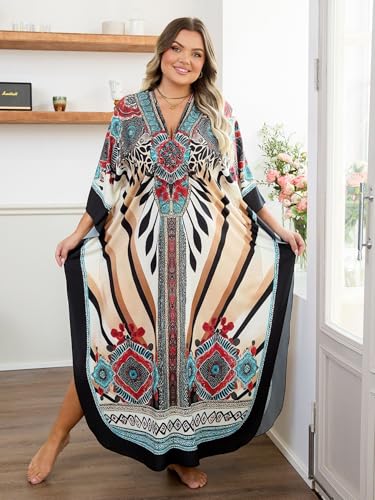 Image of Kaftan Dress for Women - Plus Size Caftan Maxi Beach Dress Moo Moos Loungewear, Swimsuit Cover Up for Beach, Pool or Vacation