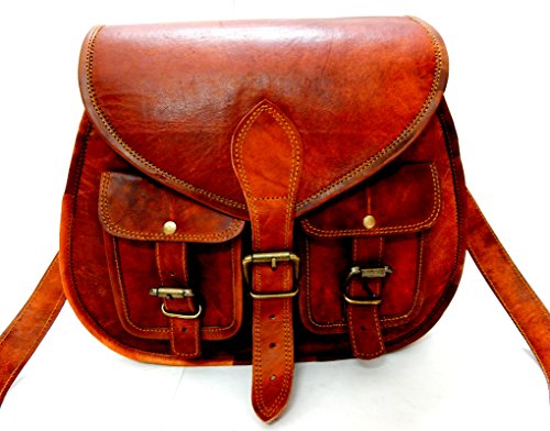 Women Vintage Style Genuine Brown Leather Crossbody Shoulder Bag Handmade Purse #TOP1