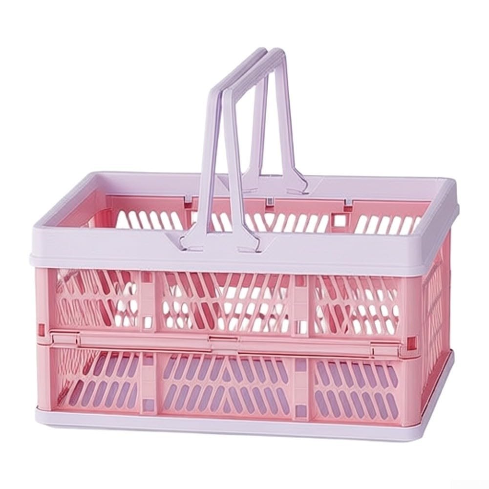 Cesta Plegable Picnic 20L Plástico ABS para portátil Cesta Plegable(Medium-Purple Pink)