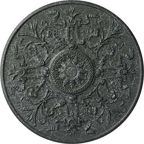 33"OD x 1 3/4"P Versailles Ceiling Medallion (Fits Canopies up to 3 1/4"), Hand-Painted Athenian Green Crackle
