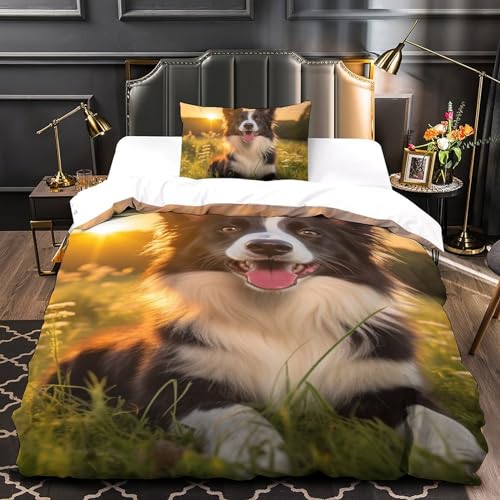 Housse de couette berger allemand 3D 135x200 avec ses taies d'oreiller