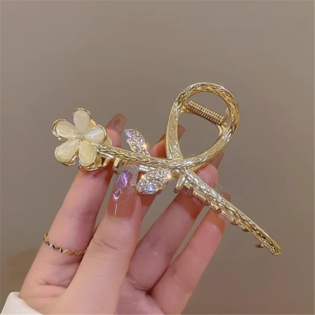 Fairy Peach Blossom Hair Clip Women Back of Grab Large Shark