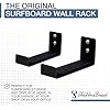StoreYourBoard Naked Surf The Original Minimalist Surfboard Rack, Heavy-Duty Black Aluminum Surf Board Wall Hangers for Display & Storage, Surfboard Wall Mount Holds 30 lbs