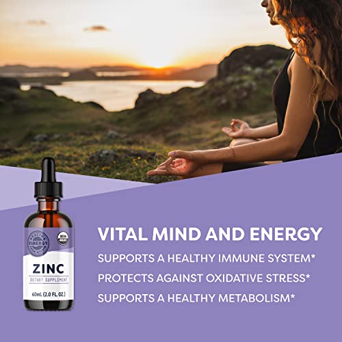Image of VIMERGY USDA Organic Zinc Supplements for Women & Men (7.5mg Liquid Zinc Per Serving) Fast-Absorbing Immune Support, Promotes Healthy Bones & Skin, Vegan (55 mL) (Pack of 3)