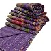 India Purple Kantha Quilt King Size Reversible Bedspread Handmade Cotton Floral Bedsheet Home Décor 106" X 88" Inches