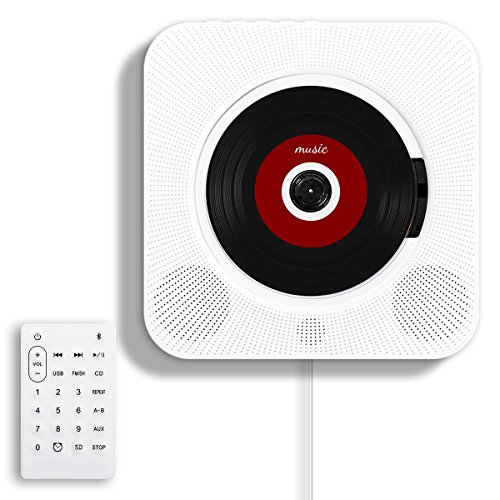[Upgrade] M WAY Portable CD Player,Bluetooth CD Player Wall Mountable, Remote Control, FM