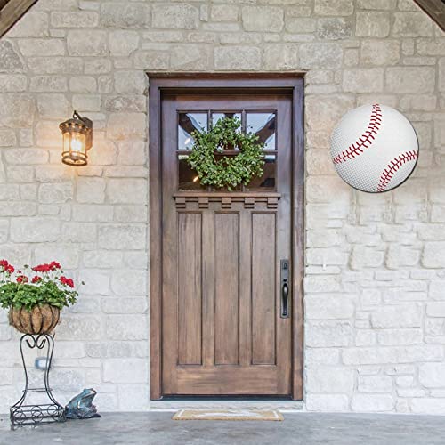 Round Metal Tin Sign Sports Baseball Circle Wreath Sign Vintage Door Door Sign Decorative Christmas Metal Art Prints For Indoor Garden Workshop Christmas Xmas Decor 12 Inch #TOP5