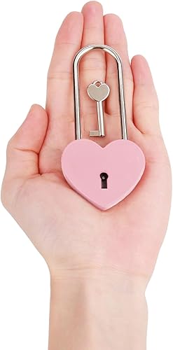 Miniatura 7 de VeYocilk Love Lock, candado afilado de 3.5 pulgadas y 1.969 in, pintura de goma, corazón rosa, para puente de amor, boda, aniversario, regalo de