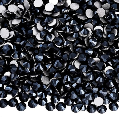 Image of 1440pcs Flat Back Crystal Rhinestones for Nail Art Crafts Bedazzling Kit Diamonds Set Clear Rhinestones for Clothes 0.14 inch 3.8mm SS16 Jet Black Shine