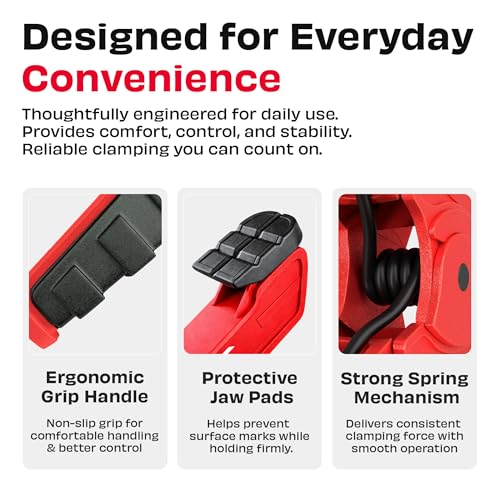 Image of JPT Ultra Heavy Duty 6.5 inch Wood Spring Clamp - 150N Strong Grip with Bold Steel Spring | 2.5 inch Clamping Capacity | High-Strength ABS for Carpentry, DIY & Workshop Use