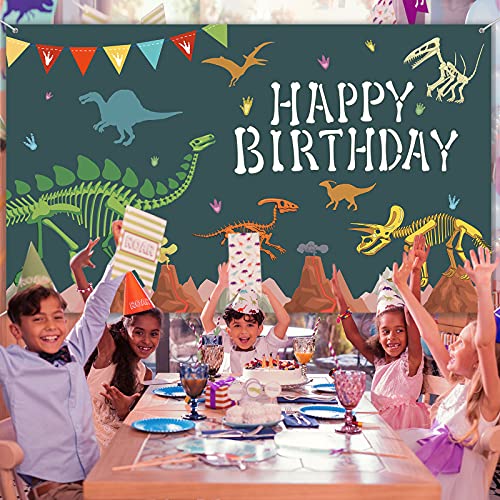 Dinosaur Birthday Backdrop Large Dinosaur Happy Birthday Photography Background Dinosaur Banner For Boys Baby Shower Dinosaur Theme Birthday Party Decoration Supplies, 72.8 X 43.3 Inch #TOP3