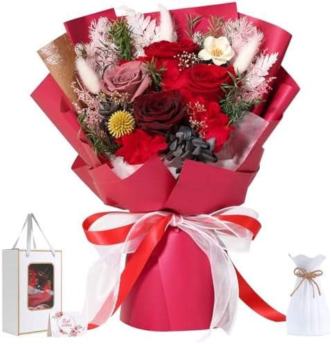 Emibele Flores para Entrega Prime, Ramos Flores Preservadas, Rosa...