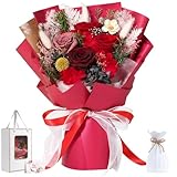Emibele Flores para Entrega Prime, Ramos Flores Preservadas, Rosas Rojas Eternas Duran 3 A 5 Años, Cumpleaños San Valentin Día Madre Regalos Flores para Ella Mujeres Esposa Mamá Abuela