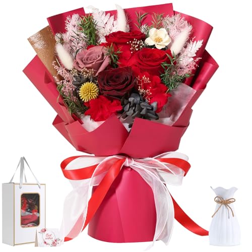 Emibele Flowers for Delivery Prime, Preserved Flowers Bouquets, Eternal Red