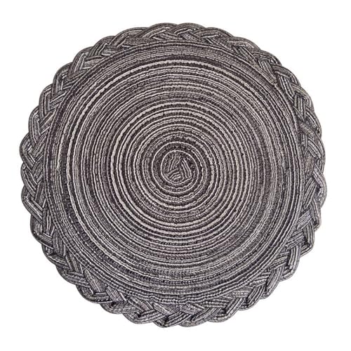 Manteles individuales redondos trenzados, manteles individuales de algodón tejido, resistentes al calor, para mesa de comedor de cocina (30 cm, gris)
