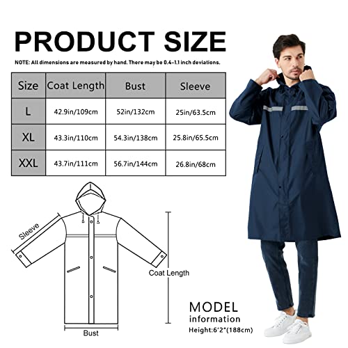 AIMLYXEE Jaqueta de chuva masculina longa impermeável com capuz Poncho de chuva leve para atividades