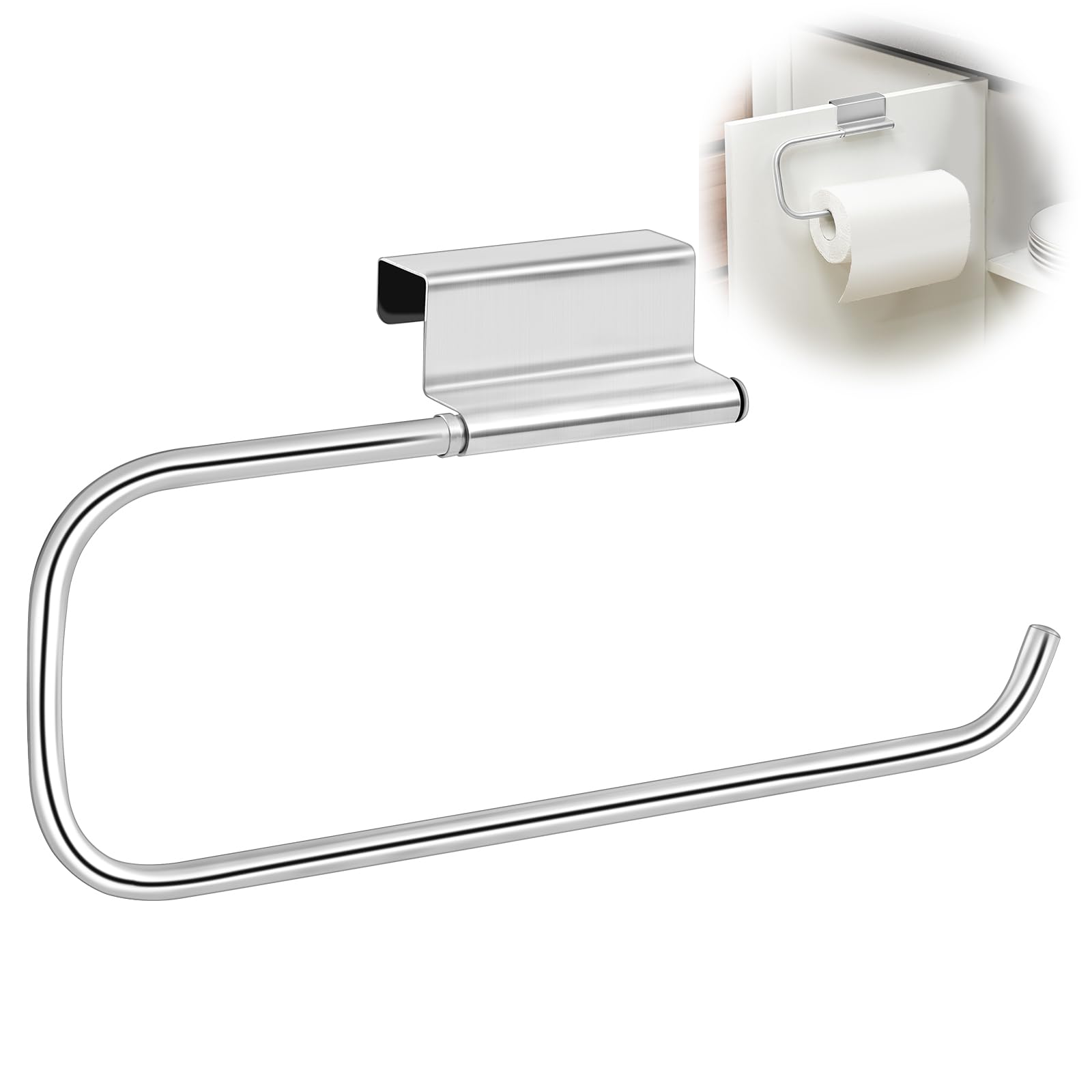 Yaocom 12.4 Inches Cabinet Door Paper Towel Holder Camper Under Sink Paper Towel Storage and Dispenser for Kitchen Bathroom Laundry Room, Stainless