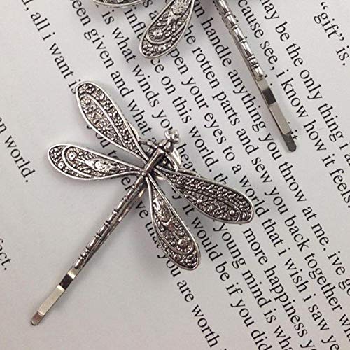 2 Pcs Ancient Silver Retro Dragonfly Hairpin Wedding Hair Clips Elegant Classic Accessories #TOP4