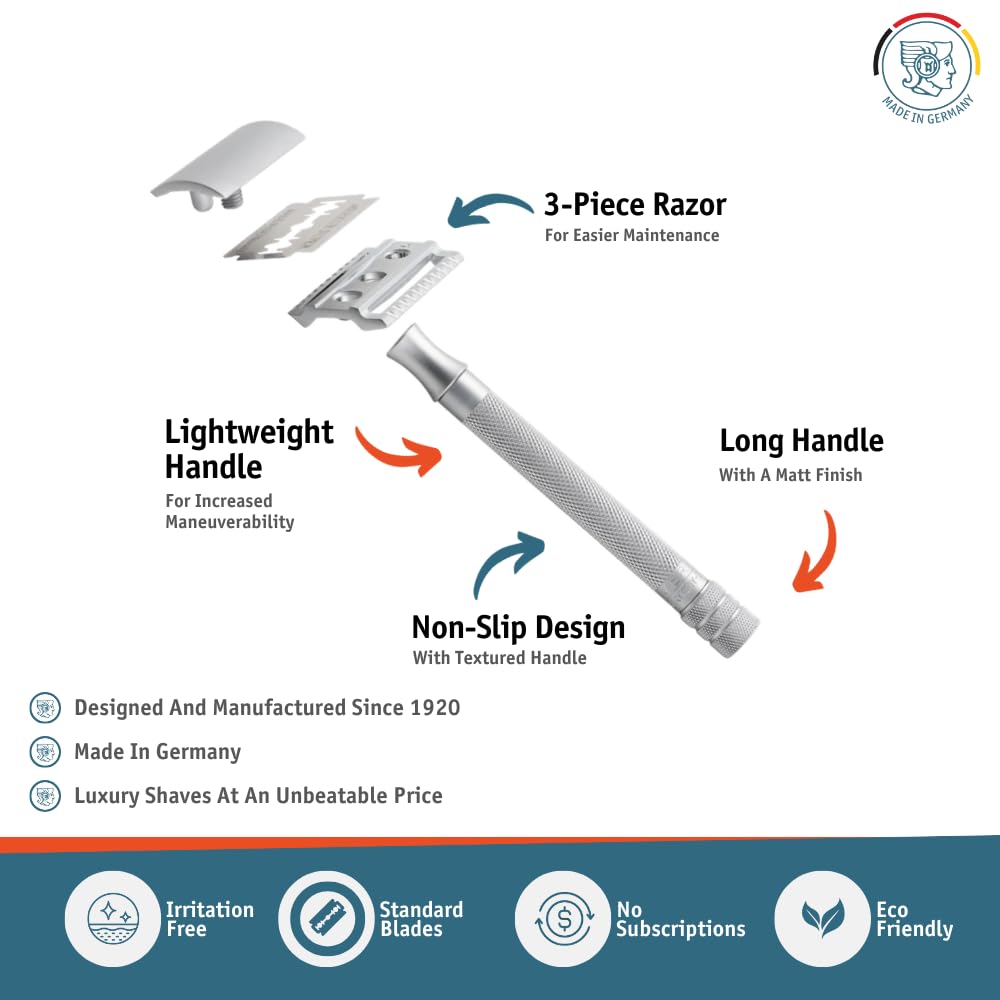 Amazon.com: MERKUR 22C Double Edge Safety Razor - Matte Chrome