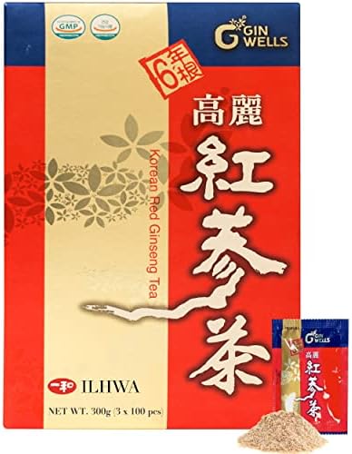 ILHWA Korean Ginseng Roots Extract Tea (100pcs) - 6 Years Ginseng Granulated. High Ginsenoside Rg1+Rb1+Rg3