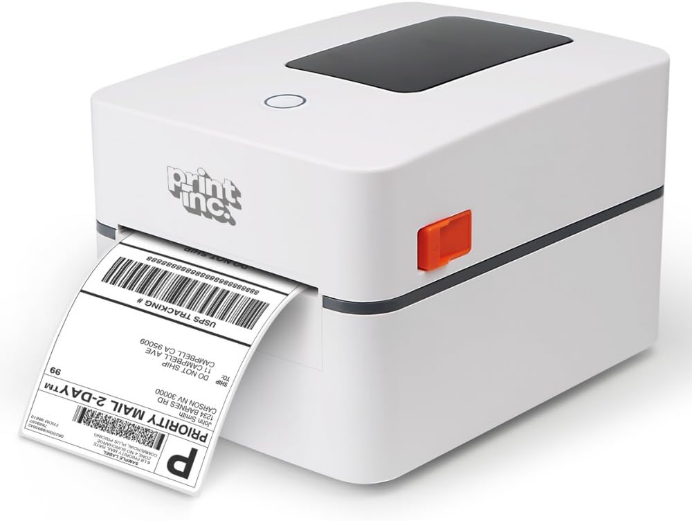 - PrintInc Mark 1 Max – 4x6 Thermal Shipping Label Printer | USB | 152mm/s High-Speed | for Amazon, Meesho, Shopify Sellers | No Ink Required | 1 Year Warranty