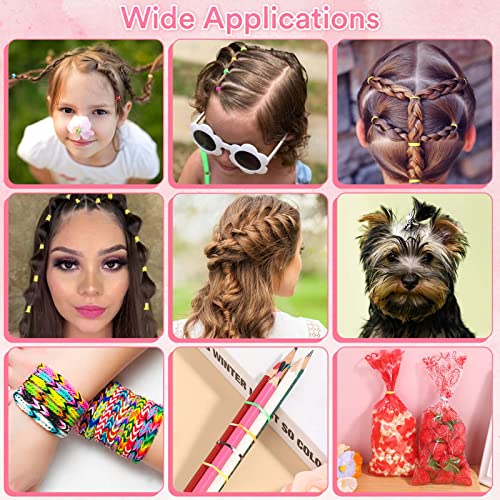 1932Pcs Hair Rubber Bands With Hair Loop Styling Tool, 24 Colors Small Elastic Hair Ties With Rubber Band Cutter, Topsy Pony Tail Hair Tool, Hair Braiding Tools, Rat Tail Comb For Toddlers Baby Girls Kids Women Hair Accessories #TOP6