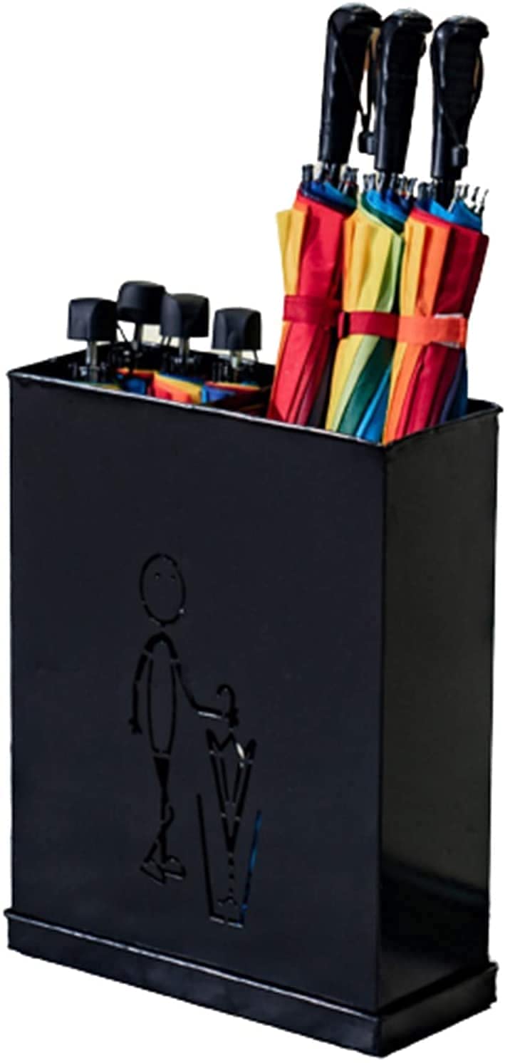 Porte-parapluies avec égouttoir amovible grande capacité 10 pièces noir