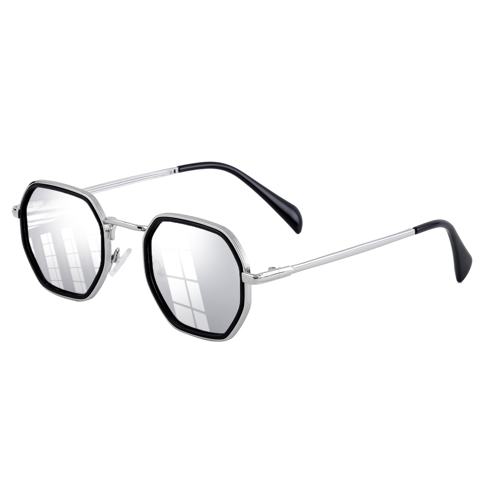 SHEEN KELLY Retro Polygon Sonnenbrille – UV400, Metallrahmen, Für Frauen & Männer