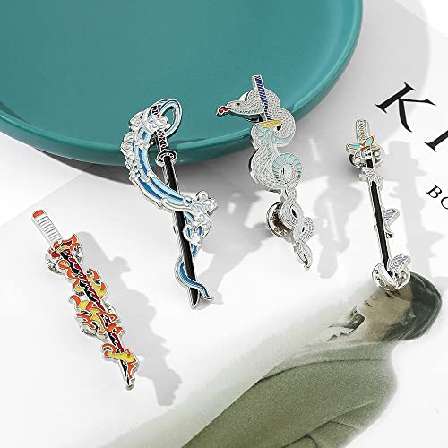 Yuraoer Anime Slayer Keychain Pin Set - Cartoon Figures 9 Hashiras Mini Katana Sword Key Chains Enamel Pin Jewelry Men Women (4 Pcs Pins) #TOP1