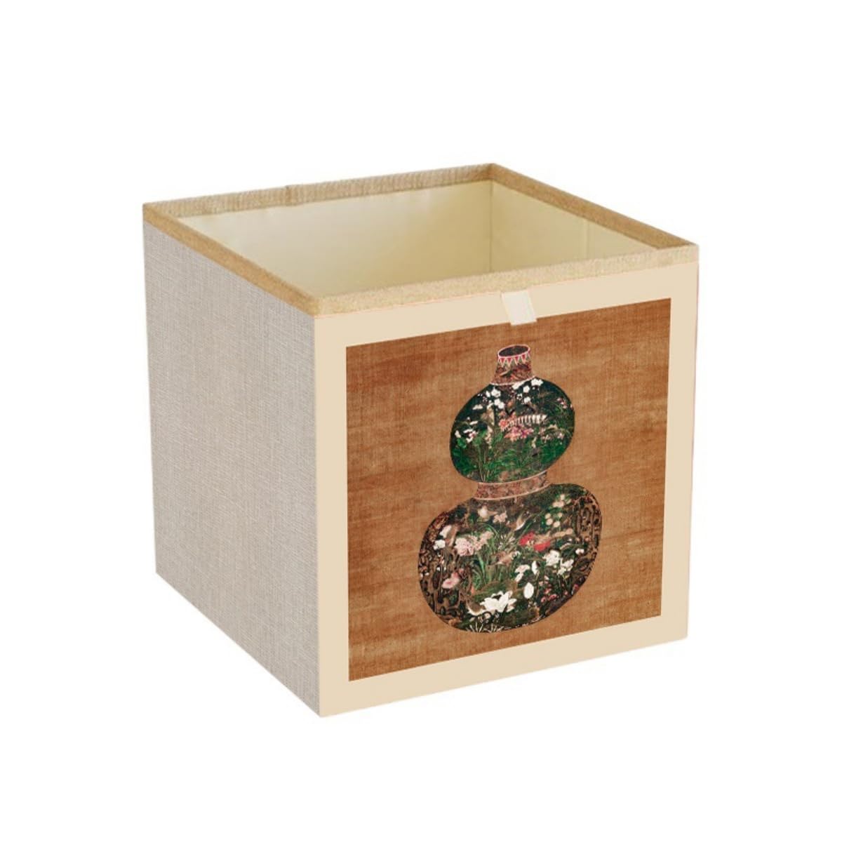 Surwin Collapsible Storage Boxes, Vintage-style Prints Oxford Fabric Storage Cube Unit, Organiser Basket Bin Drawers Containers for Closet Shelf Home Utility Room (Gourd,11x11x11in)