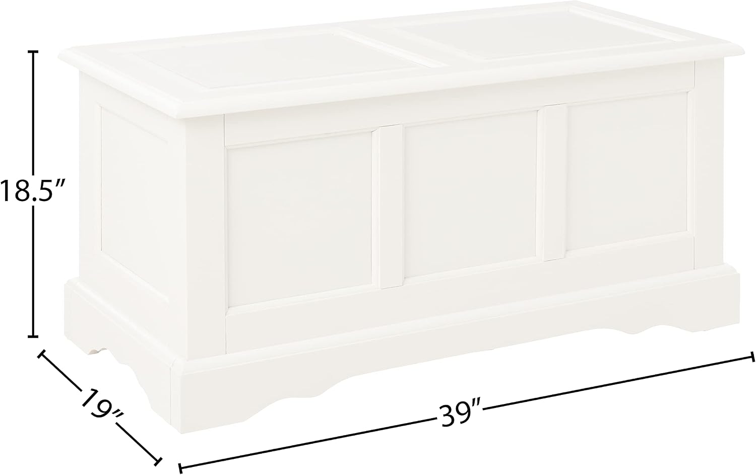 Carolina Chair & Table Camden Hardwood Blanket Chest with Safety Hinge Lid – Antique Ivory Finish, Solid Wood Frame, 39" Wide Storage Trunk for Bedroom, Living Room, or Entryway