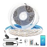 【Plug and Play】Es ist einfach zu bedienen,auch wenn Sie keine Erfahrung mit der Verwendung von intelligenten Lichtleisten haben. Kommt mit 24key Remote, 24V 3A Adapter,RGBW WiFi LED Controller und 5m RGBW LED Strips.Geeignet für verschiedene Szenen wie Hotels, Innenarchitektur, Bars, Partys usw.