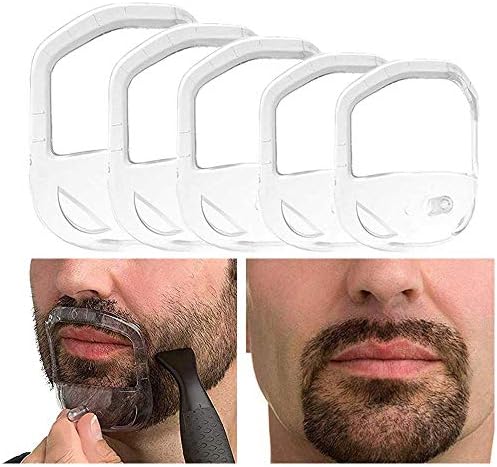 Beard Shaper Goatee Mustache Grooming Tool Face Hair Styling Template for Man - Transparent - 5 PCS/Set (Transparent)