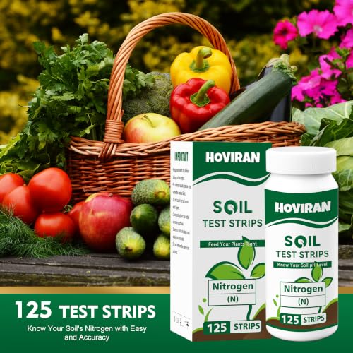 Image of HOVIRAN Soil Test Strips for Nitrogen, 125 Strips Home Soil Test Kit for Lawns Garden