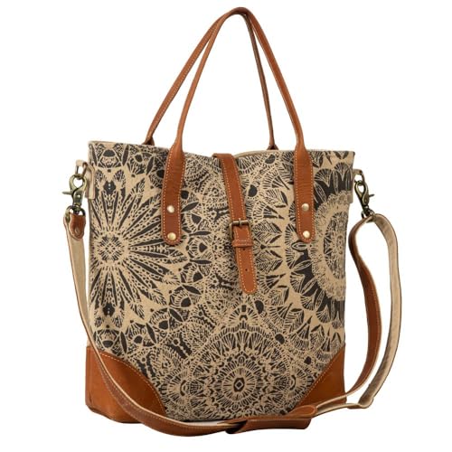 Myra Bag Vintage Purse - Le Medallion Vintage Cut Leather and Canvas Crossbody Bag for Women, Vintage Shoulder Bag, Mandala-Inspired Vintage Handbag2