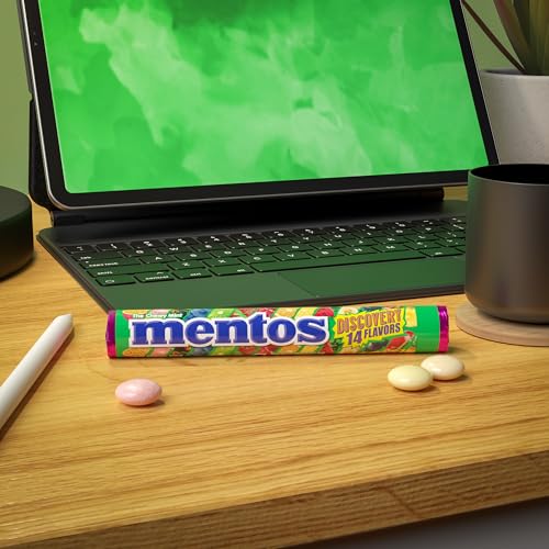 Mentos Chewy Mint Candy Roll, Discovery 14 Assorted Fruit Flavors, 14 Pieces Per Roll, 15 Count Showbox