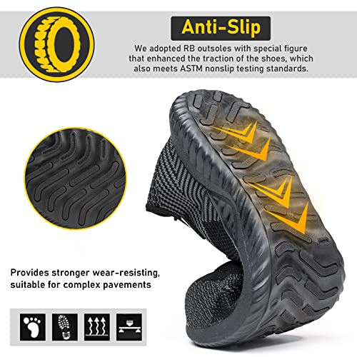 Image of Furuian Steel Toe Work Shoes for Men Women Safety Construction Sneakers | Puncture Resistant Protection Work Shoes, Non-Slip, Lightweight, Sports Style, ASTM Certified, for Industry