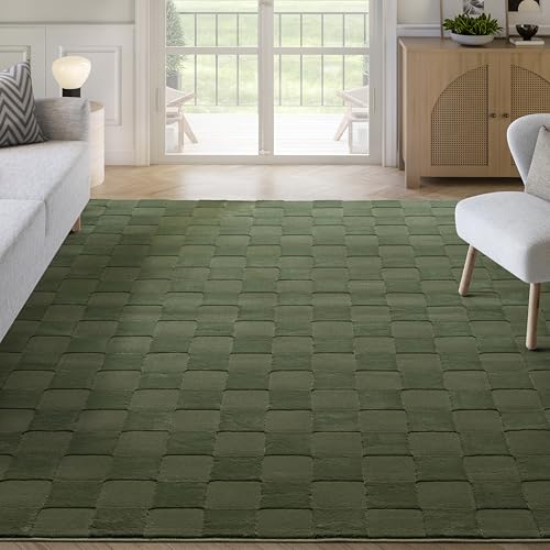 Tapete Abani ajedrez 4'x6' suave y lavable miniatura 1