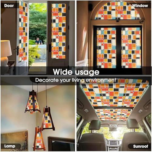 Vinilo Decorativo Geométrico Boho Amarillo Naranja 15.7x118" miniatura 5