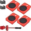 VEVOR Furniture Movers Slides Kit, 4 Pack Appliance Roller with 4 PP Wheels & 360° Rotation Non-Slip Cap and Heightening Pads, 250Lbs Capacity Furniture Lift Mover Tool Set for Moving Heavy Furniture