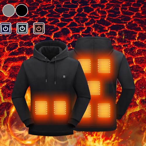 Cambkatl 7 Heating Zones Heated Sweatshirts for Men Pullover Hoodies - Long Sleeve Warm Winter Thermal Coats with Pockets2