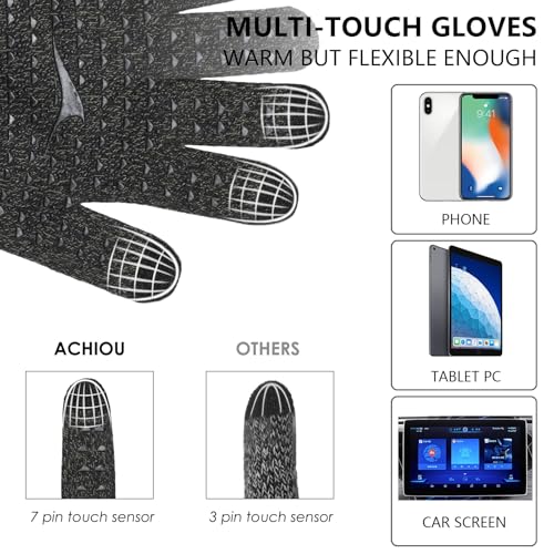 Image of Achiou Winter Gloves, Glove for Men Women, Upgraded Touch Screen Texting Warm Running with Thermal Soft Knit Lining