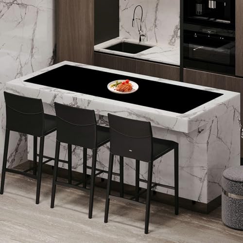 Image of Extra Large Silicone Mats for Kitchen Counter, 78.7''x15.7''(200cmx40cm) Heat Resistant Kitchen Island Protector Mat, Large Countertop Protector, Multipurpose Cuttable Silicone Mat, Black