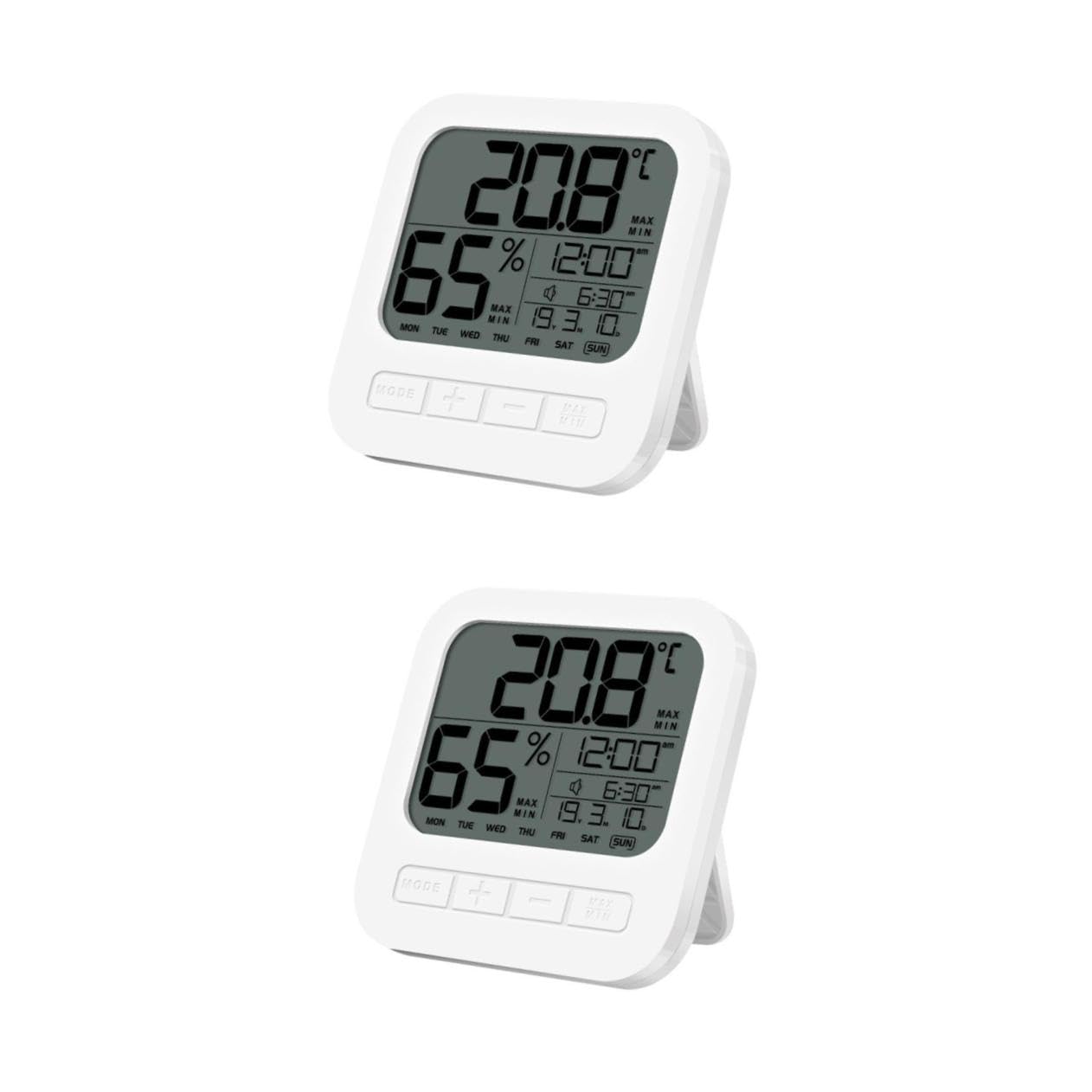Toddmomy 2pezzi Termometro Igrometro Digitale Per Interni Misuratore Di Temperatura e Umidità Ad Alta Precisione Con Display Lcd Retroilluminato Funzione Allarme e Design Da Parete Ottimo